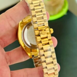 rlx date working stainless steel golden watch with taj lock